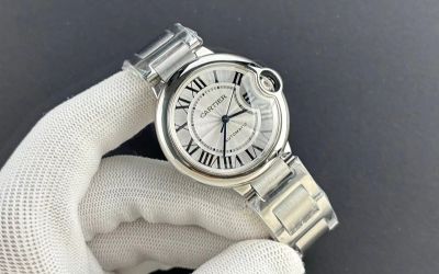 Ballon Bleu De Cartier 33mm NH05 Movement SS Strap White Face Women aaa cartier writing instruments Watch